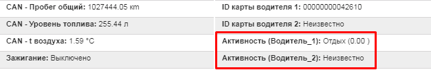 Online-контроль активности водителя в Wialon: вариант отображения