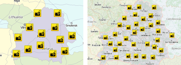 Слои на картав в Wialon: масштаб слоя "Камеры скорости"