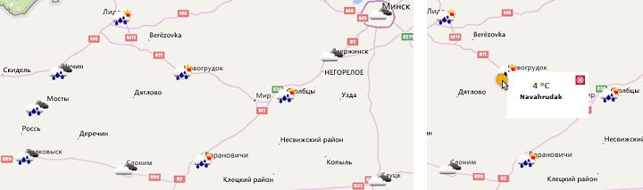 Температурный слой на картах в Wialon