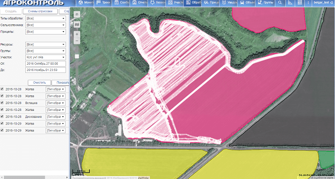 Учет обработок в системе Агроконтроль