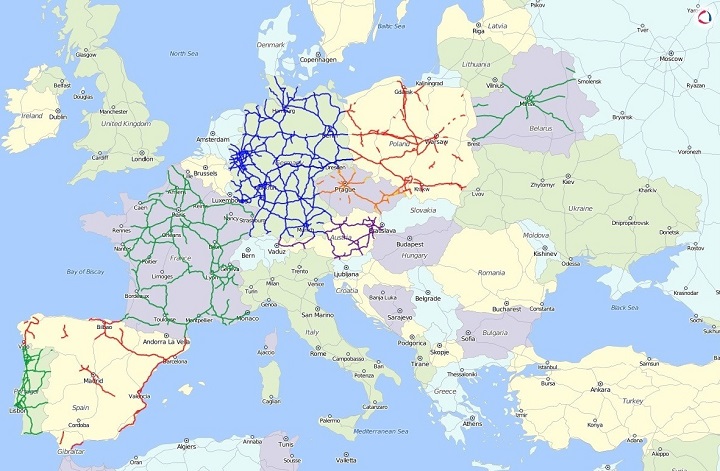 Платные дороги Европы на карте в системе Wialon