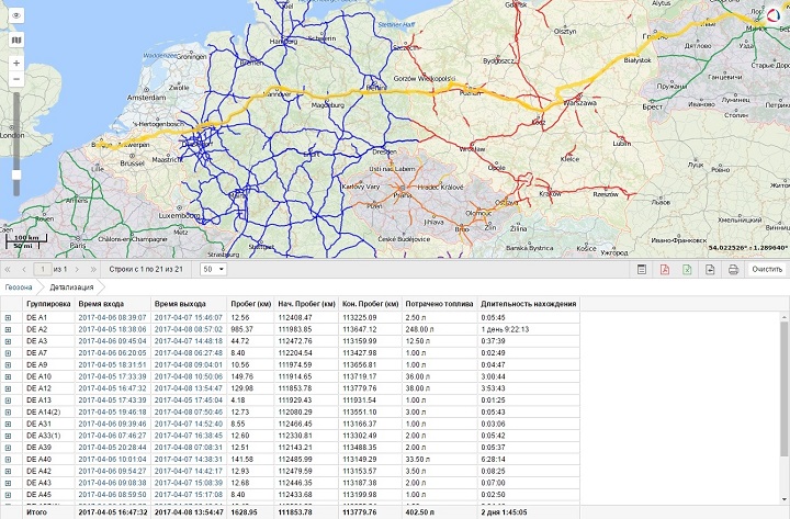 Отчеты в системе Wialon по пробегу по платным дорогам Европы