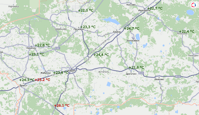 Температура на карте в системе Wialon